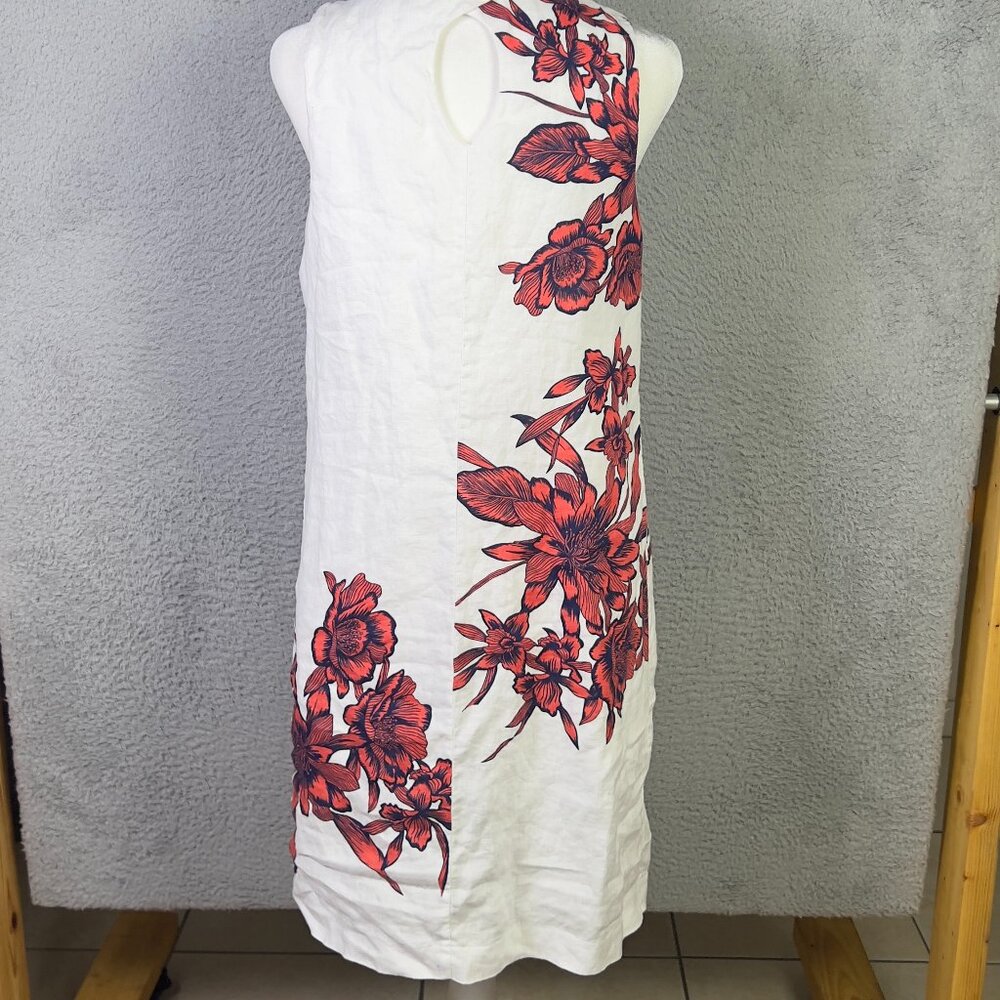 Tommy Bahama Lavatera Leis Linen Dress Women Small White Floral Sleeveless Beach - Picture 2 of 9
